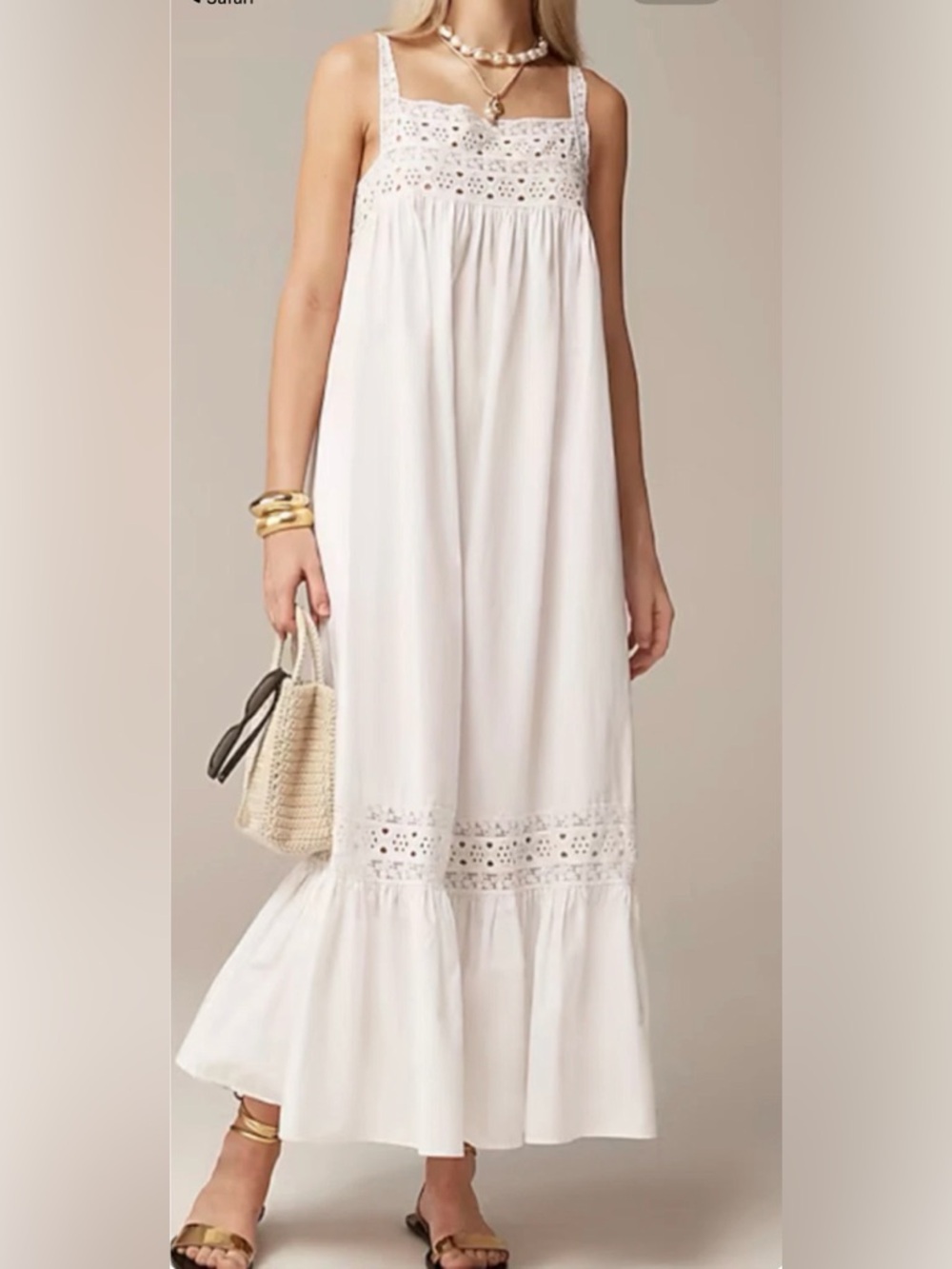 J. Crew Athena White Cotton Maxi dress